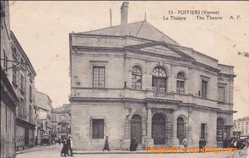 Le premier théâtre de Poitiers, 02, carte postale ancienne, façade sur la rue de la Marne