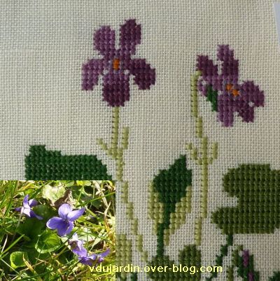 Pochette de printemps offerte par Emmanuelle, détail des violettes