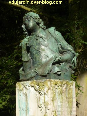 Tours, le buste de Racan par Sicard au jardin des Prébendes, 5, le buste en bronze vu de face