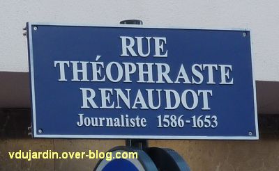 Poitiers, plaque de la rue Théophraste Renaudot
