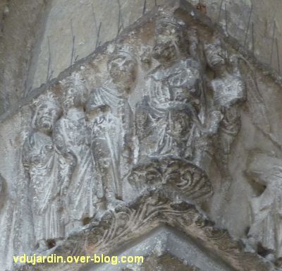 Poitiers, portail Saint-Michel de la cathédrale, gauche, 05, les rois mages devant Hérode