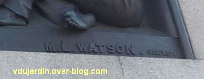 Colonne de Nelson à Trafalgar Square, Londres, 04, signature Watson sur la bataille de Saint-Vincent