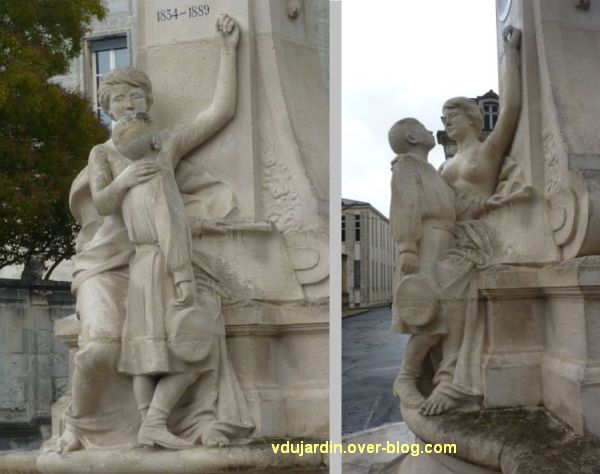 Le monument Lair à Saint-Jean-d'Angély, 07, la femme et l'enfant, de face et de trois quarts