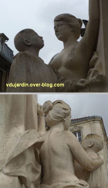 Le monument Lair à Saint-Jean-d'Angély, 09, le haut de le femme et de l'enfant, de face et de dos