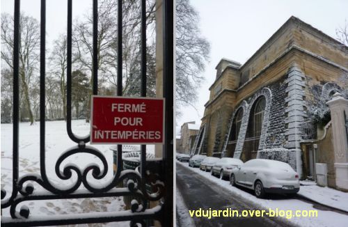Poitiers sous la neige, 20 janvier 2013, 3, jardin anglais et château d'eau de Blossac