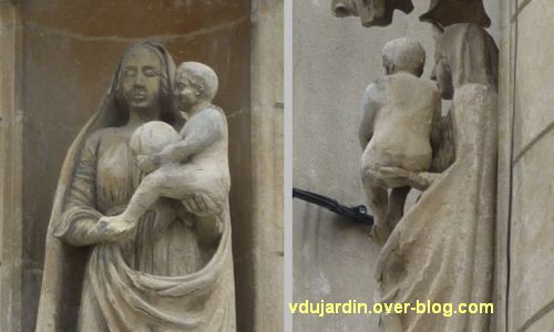 Niort, la Vierge de Baujault, 3, détail de face et de profil