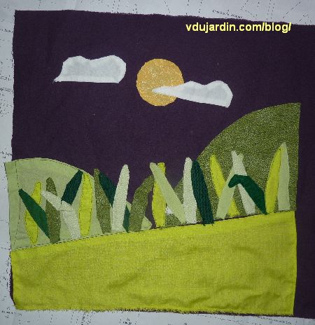 Le haricot magique, page 2, paysage et feuilles de maïs