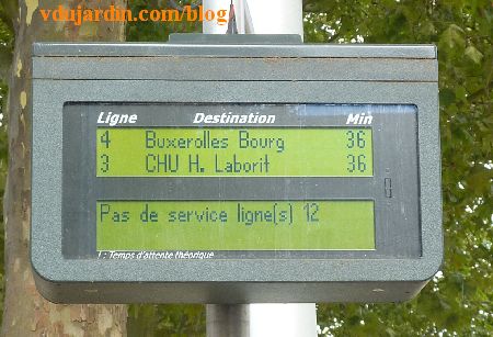 Poitiers, horaires de bus, été 2014