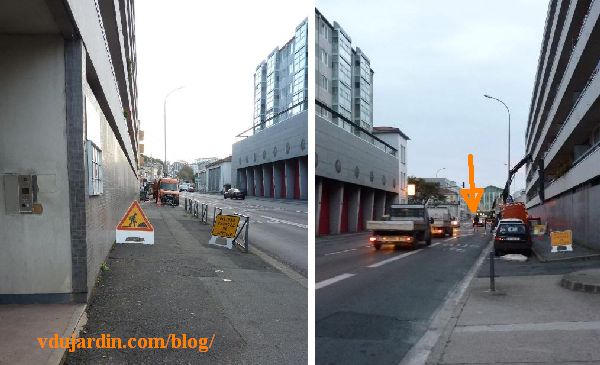 Poitiers, boulevard Pont Achard, neutralisation du trottoir sans passage sécurisé