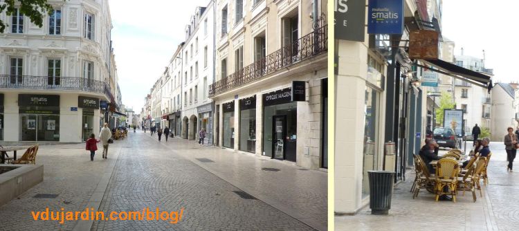 Terrasses encombrant les trottoirs de la rue Magenta à Poitiers, 7 mai 2016